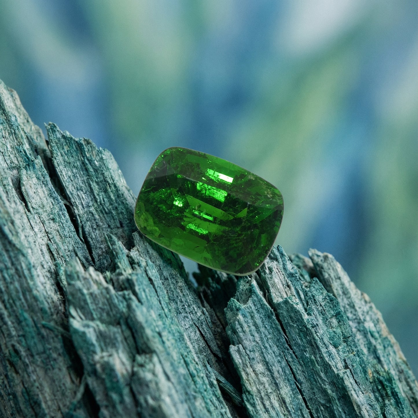 2.92ct Cushion Green Tsavorite Garnet GIA Certified, Unheated