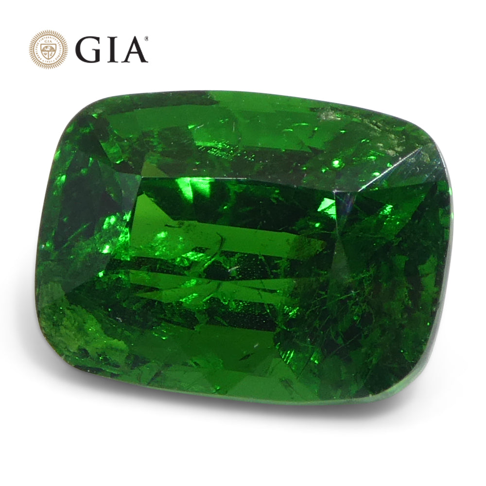 2.92ct Cushion Green Tsavorite Garnet GIA Certified, Unheated