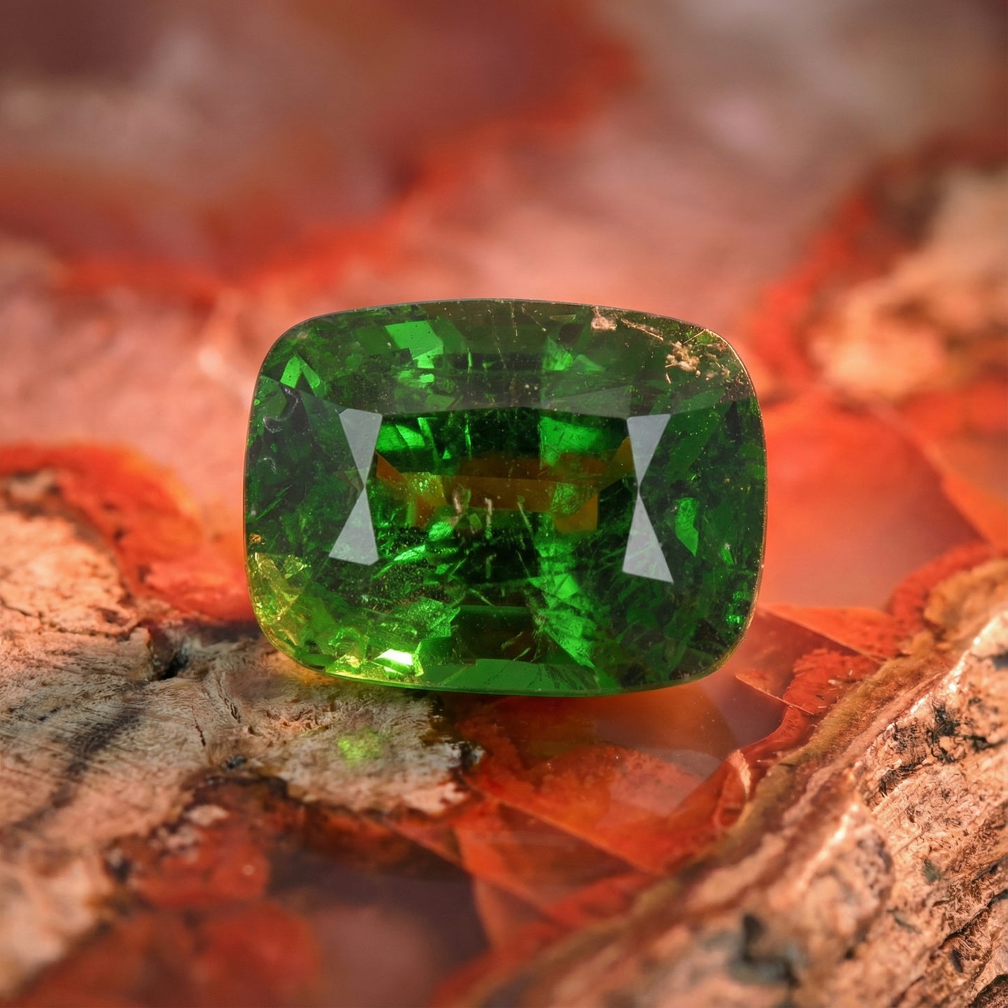 2.92ct Cushion Green Tsavorite Garnet GIA Certified, Unheated