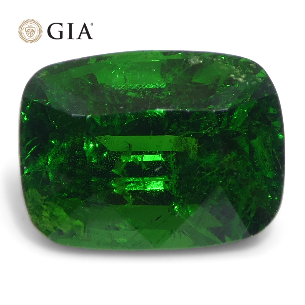 2.92ct Cushion Green Tsavorite Garnet GIA Certified, Unheated
