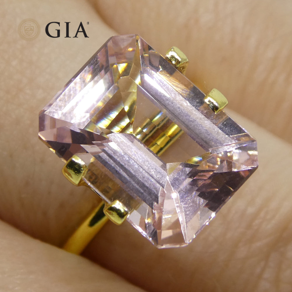 5.8ct Octagonal/Emerald Cut Orangy Pink Morganite GIA Certified Brazil Unheated - Skyjems Wholesale Gemstones