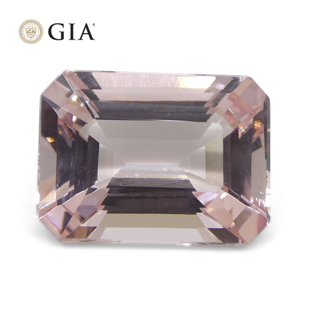5.8ct Octagonal/Emerald Cut Orangy Pink Morganite GIA Certified Brazil Unheated