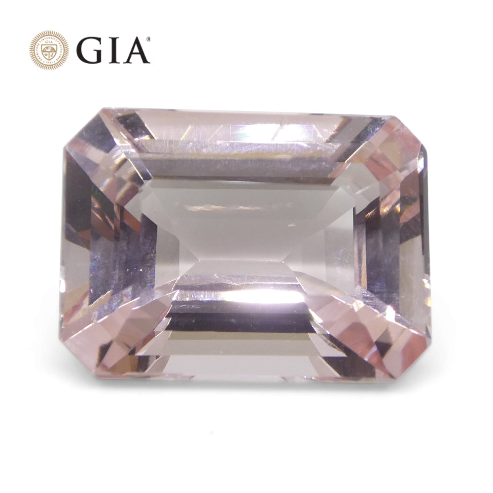 5.8ct Octagonal/Emerald Cut Orangy Pink Morganite GIA Certified Brazil Unheated - Skyjems Wholesale Gemstones