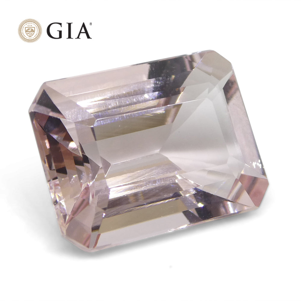 5.8ct Octagonal/Emerald Cut Orangy Pink Morganite GIA Certified Brazil Unheated - Skyjems Wholesale Gemstones