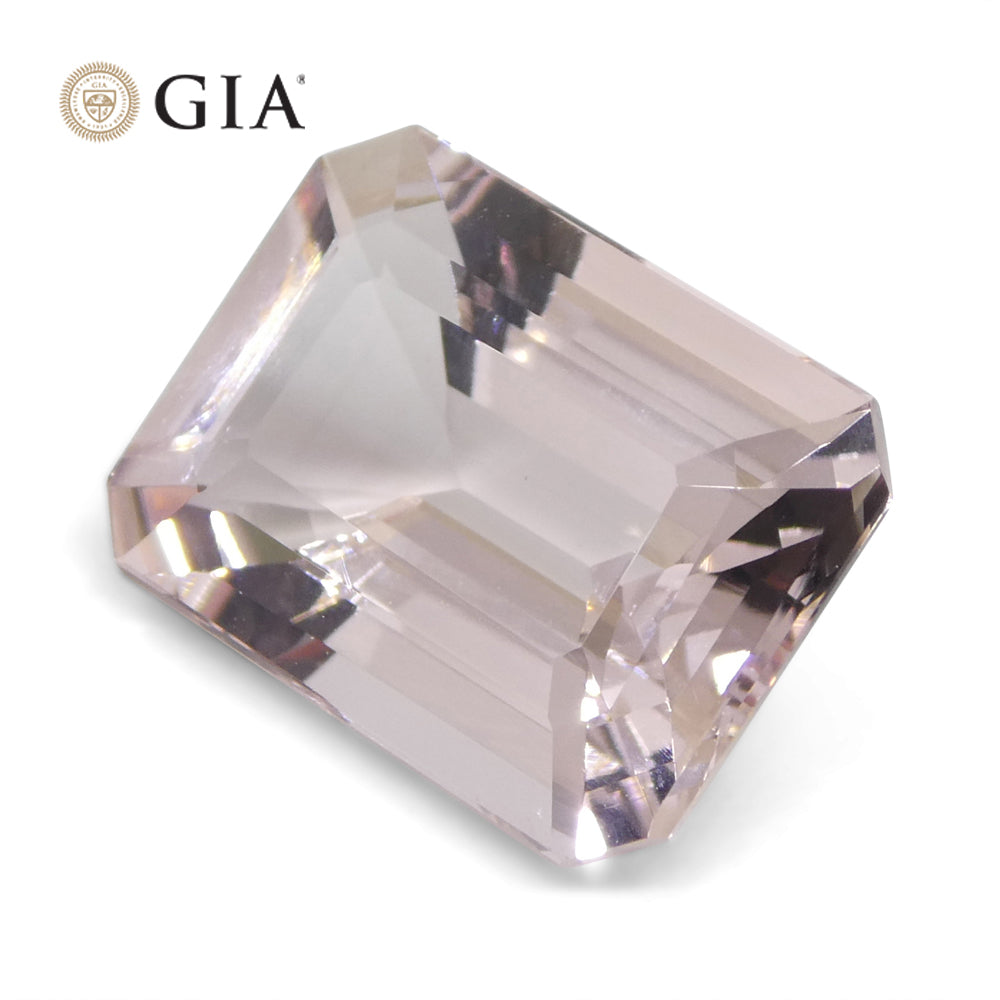 5.8ct Octagonal/Emerald Cut Orangy Pink Morganite GIA Certified Brazil Unheated - Skyjems Wholesale Gemstones