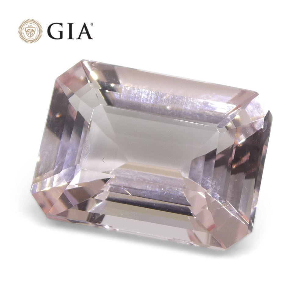 5.8ct Octagonal/Emerald Cut Orangy Pink Morganite GIA Certified Brazil Unheated - Skyjems Wholesale Gemstones