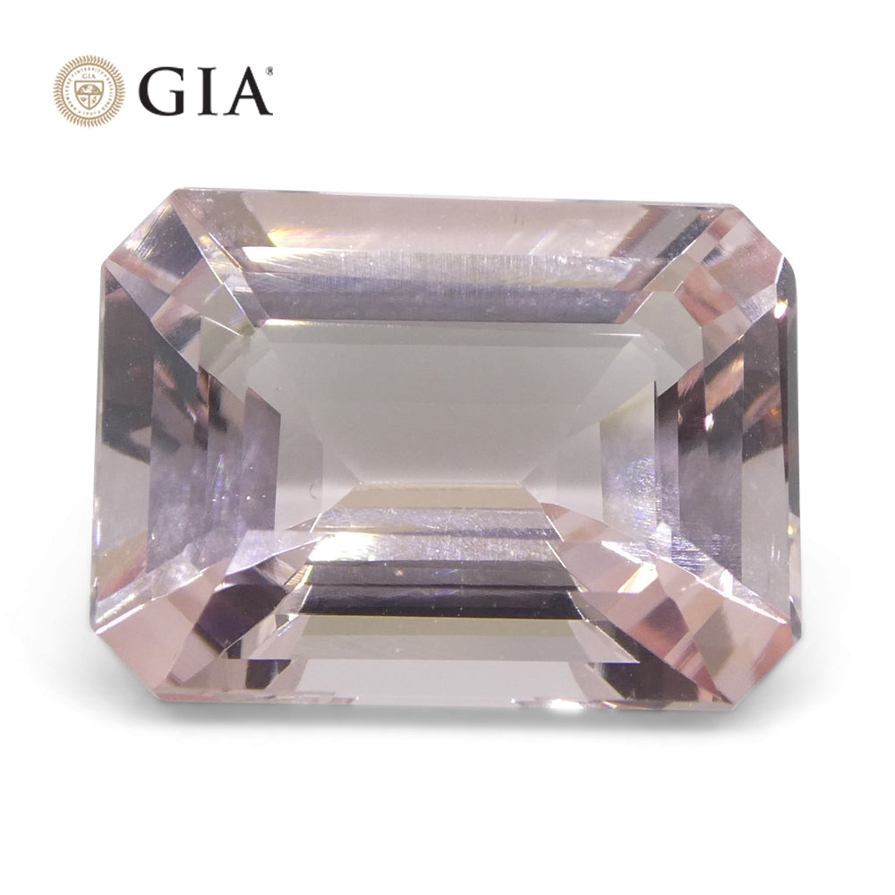 5.8ct Octagonal/Emerald Cut Orangy Pink Morganite GIA Certified Brazil Unheated - Skyjems Wholesale Gemstones