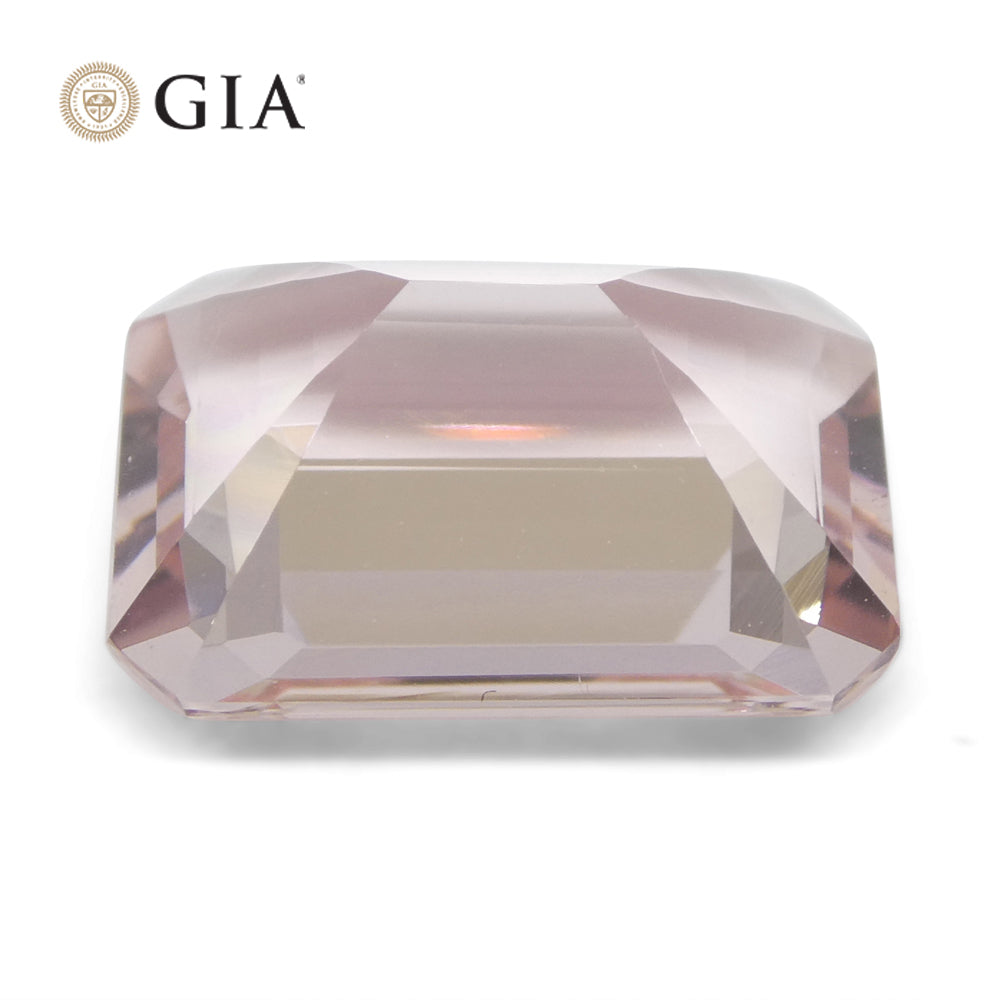 5.8ct Octagonal/Emerald Cut Orangy Pink Morganite GIA Certified Brazil Unheated - Skyjems Wholesale Gemstones