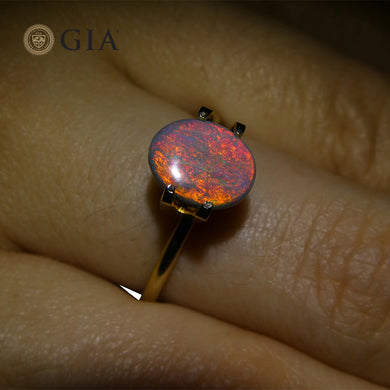 1ct Oval Black Opal GIA Certified Australia - Skyjems Wholesale Gemstones