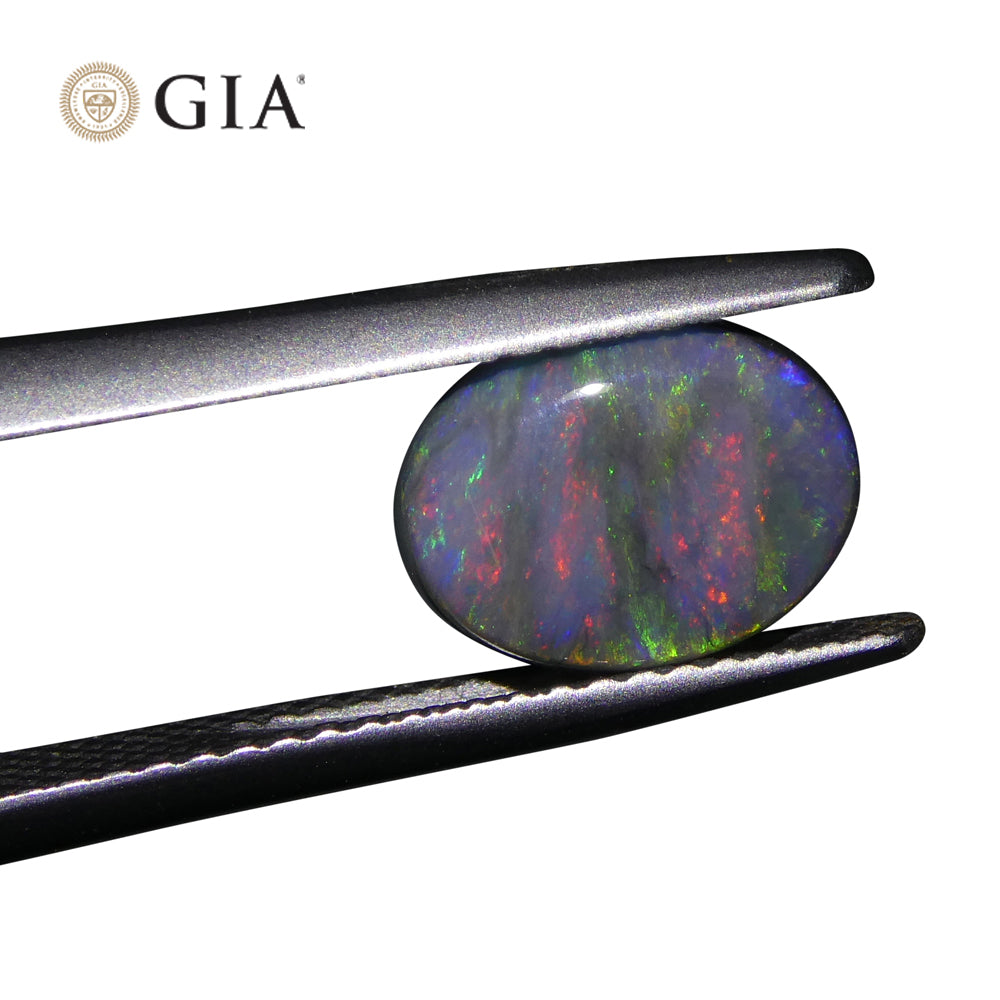 1.42ct Oval Cabochon Black Opal GIA Certified - Skyjems Wholesale Gemstones