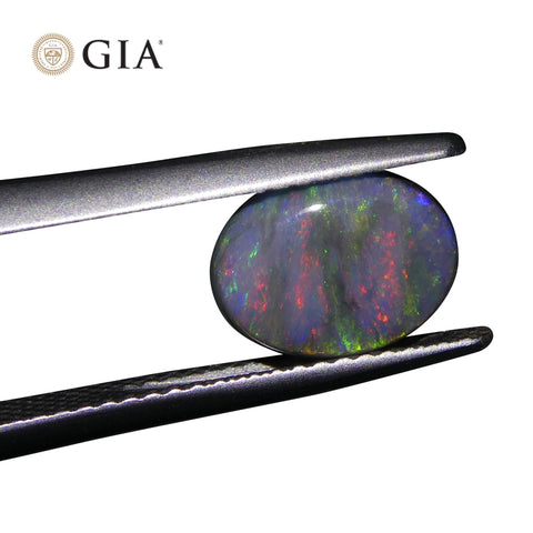 1.42ct Oval Cabochon Black Opal GIA Certified