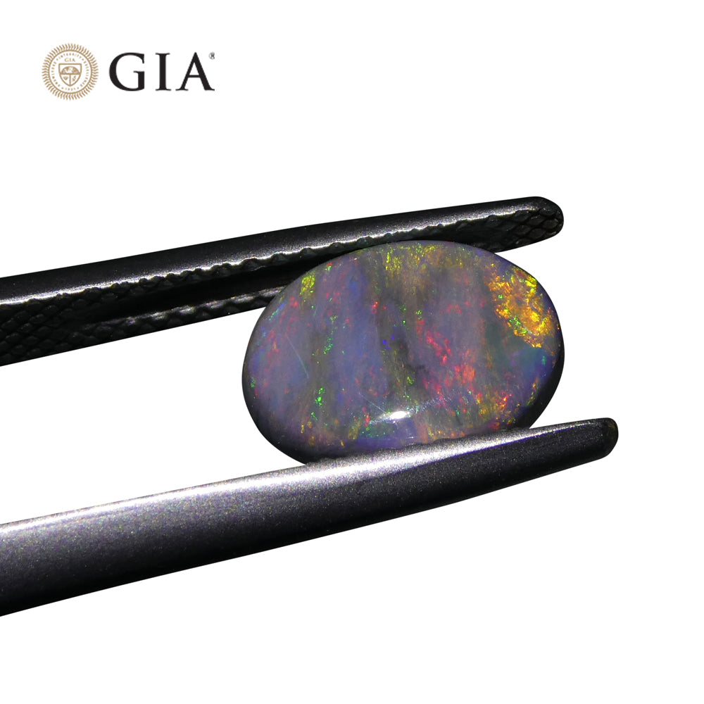 1.42ct Black Opal Cabochon with Play of Color from Australia, GIA Certified Natural Gemstone by SkyJems