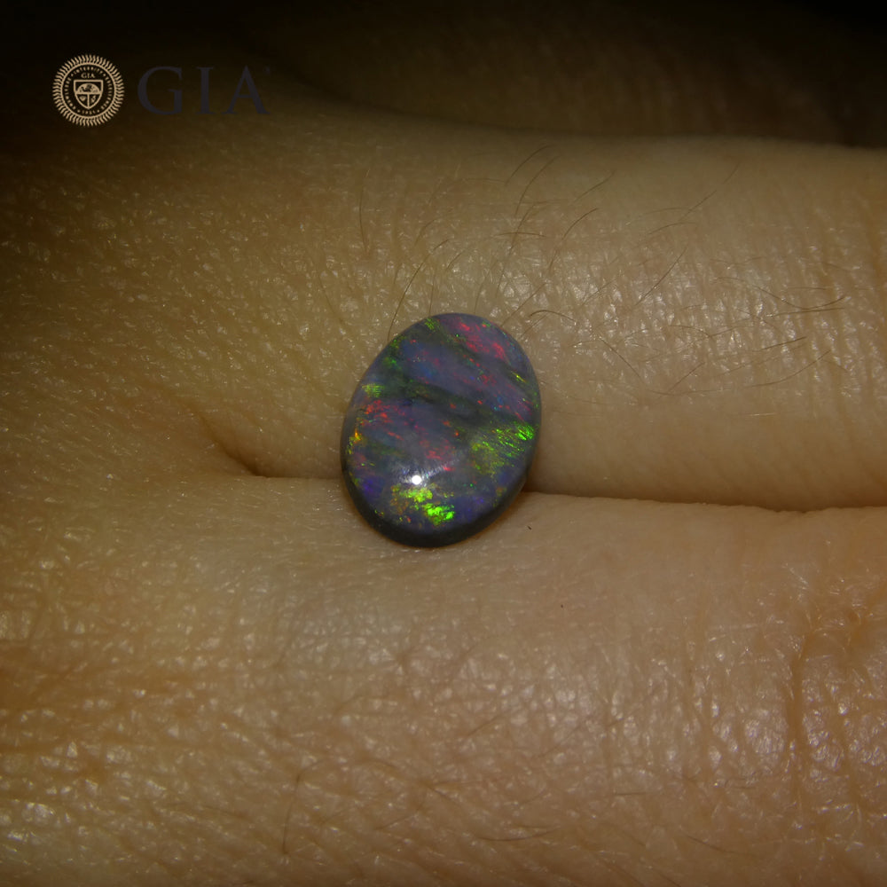SkyJems 1.42ct Black Opal Cabochon with Play of Color, Australian Origin, GIA Certified Gemstone