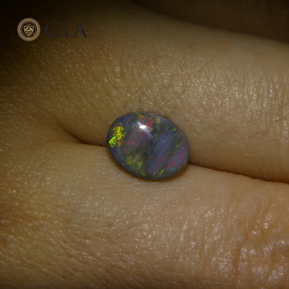 SkyJems 1.42ct Black Opal Cabochon with Play of Color, Australian Origin, GIA Certified Gemstone