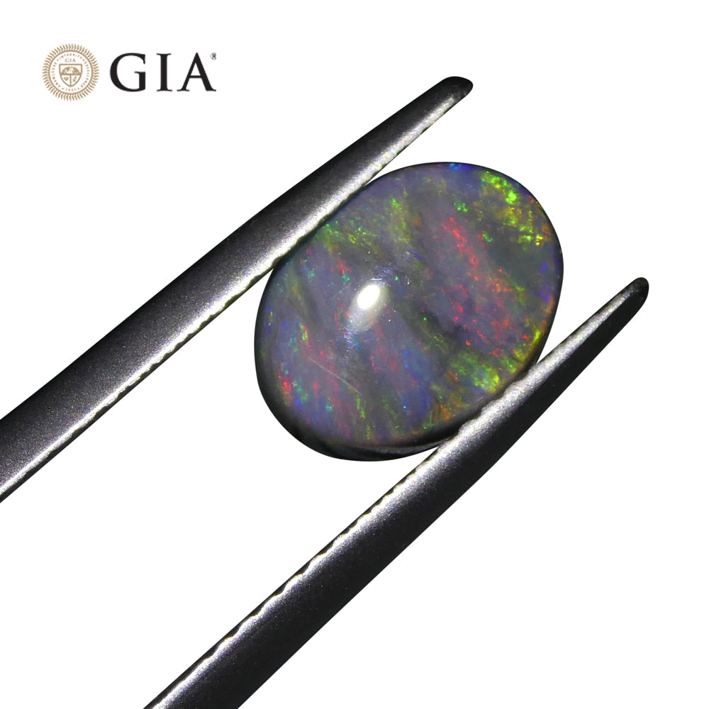1.42ct Australian Black Opal Cabochon with Play of Color, GIA Certified Natural Gemstone by SkyJems