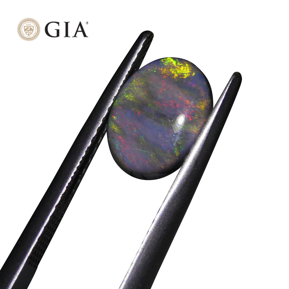 1.42ct Oval Cabochon Black Opal GIA Certified - Skyjems Wholesale Gemstones