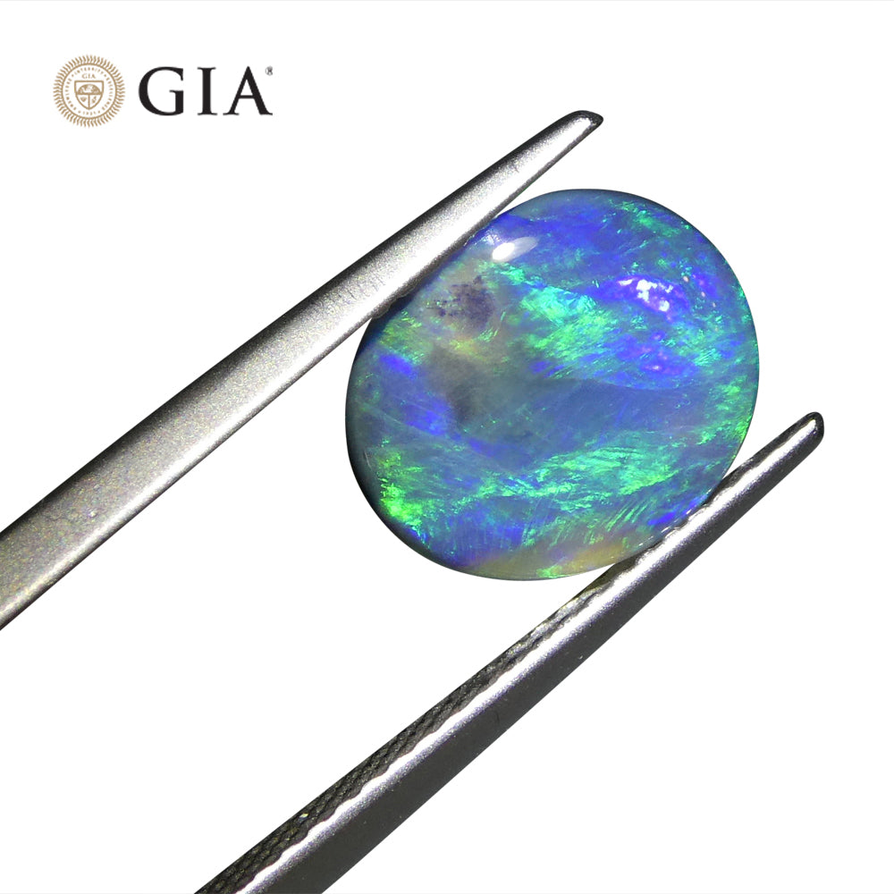 1.71ct Oval Cabochon Black Opal GIA Certified - Skyjems Wholesale Gemstones