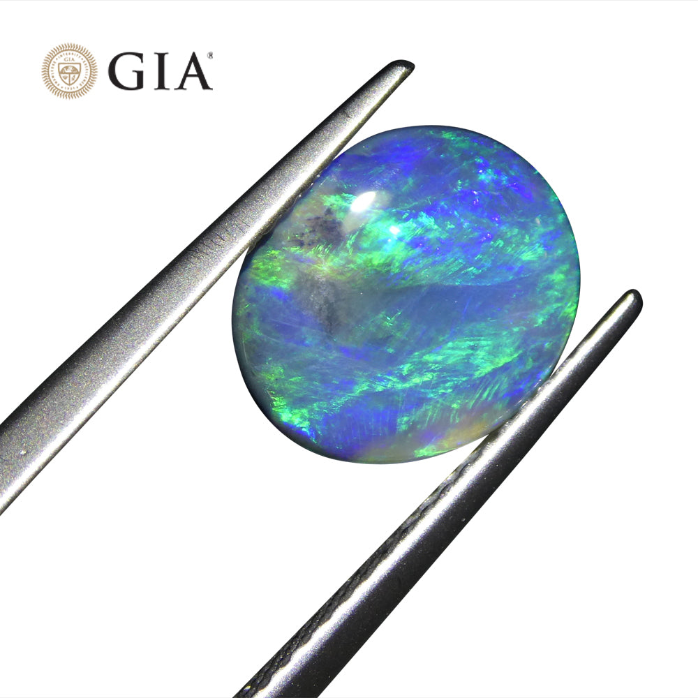 1.71ct Oval Cabochon Black Opal GIA Certified - Skyjems Wholesale Gemstones