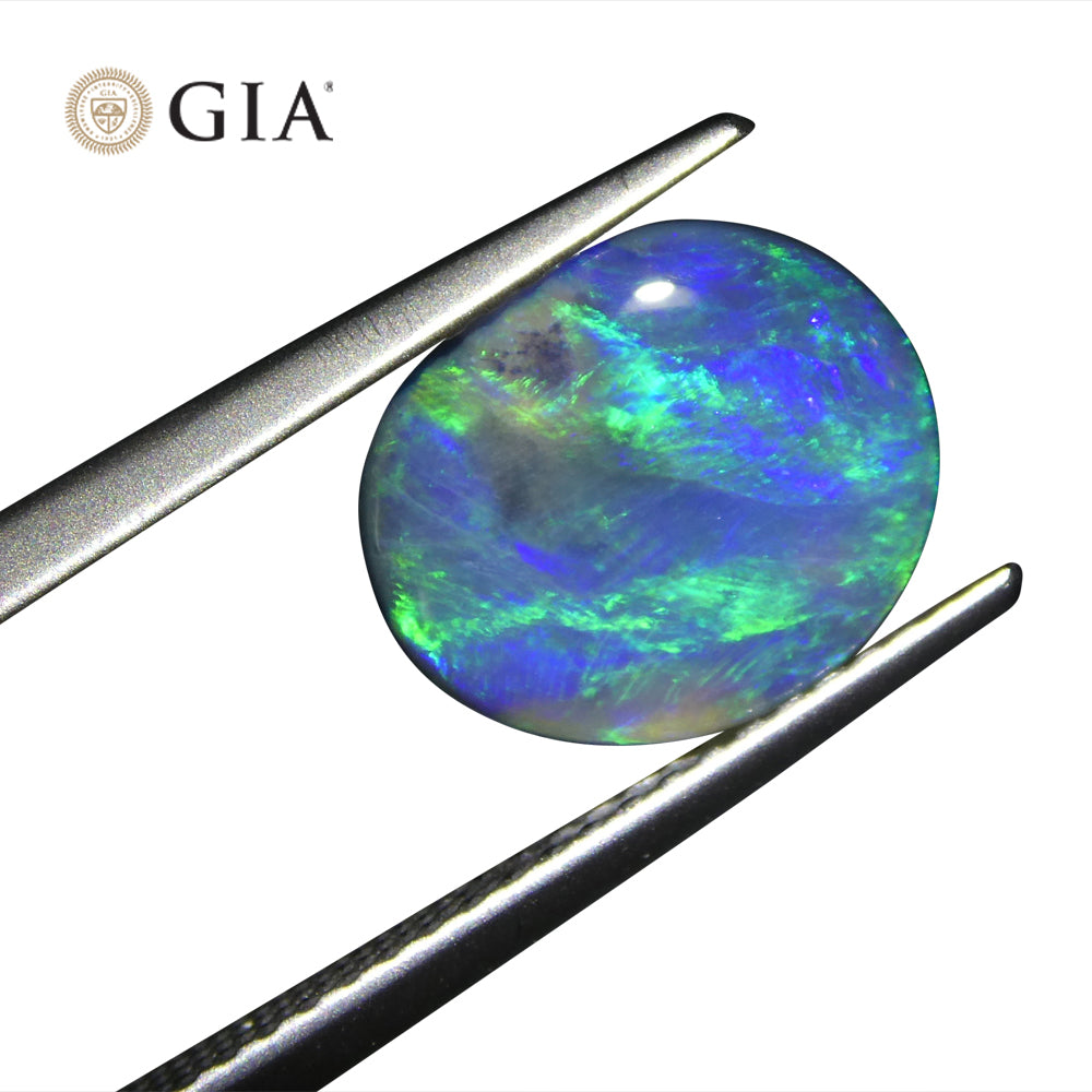 1.71ct Oval Cabochon Black Opal GIA Certified - Skyjems Wholesale Gemstones