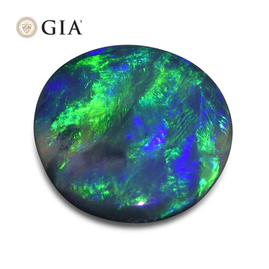 1.71ct Oval Cabochon Black Opal GIA Certified