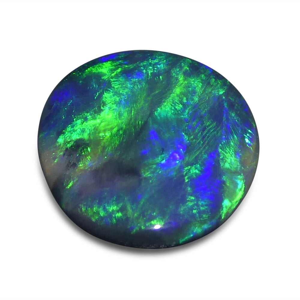 1.71ct Oval Cabochon Black Opal GIA Certified - Skyjems Wholesale Gemstones