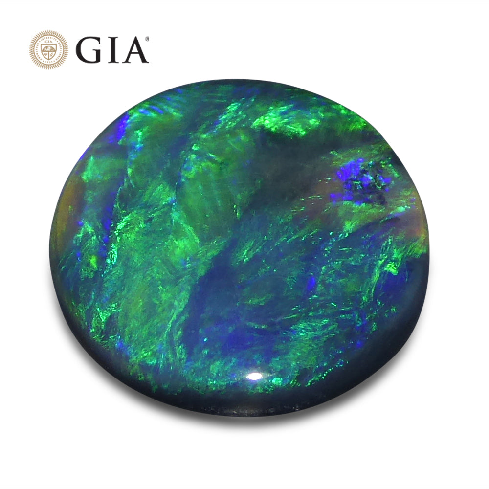 1.71ct Oval Cabochon Black Opal GIA Certified - Skyjems Wholesale Gemstones