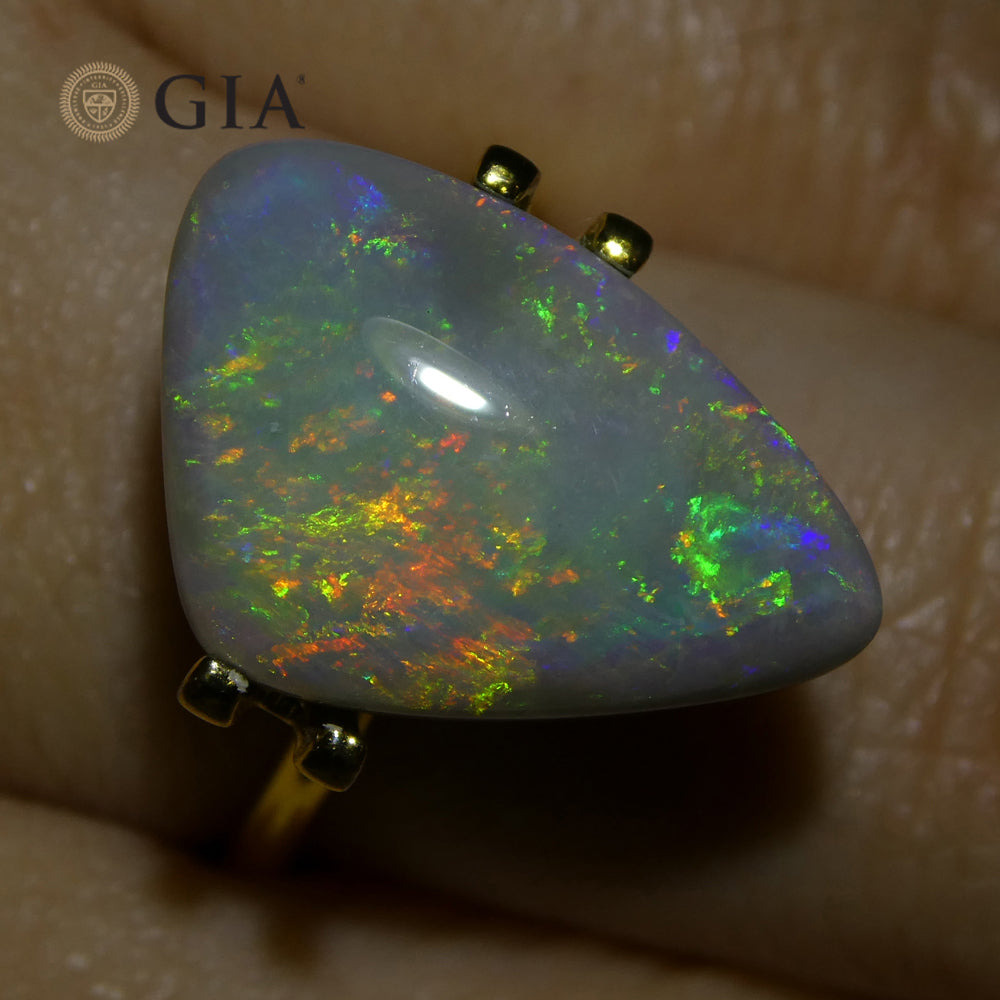 6.39ct Freeform Gray Australian Opal with Play of Colour, GIA Certified Natural Gemstone by SkyJems