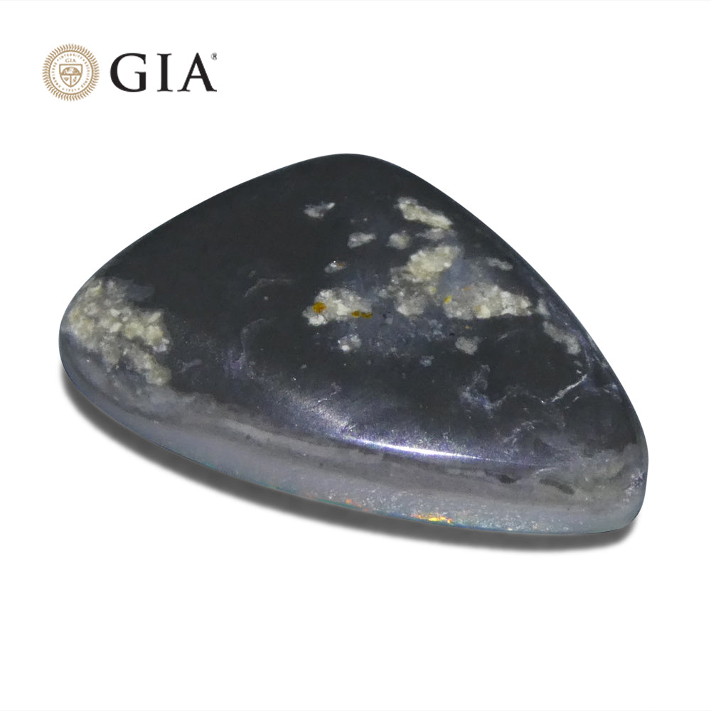 6.39ct Freeform Gray Australian Opal with Play of Colour, GIA Certified Natural Gemstone by SkyJems