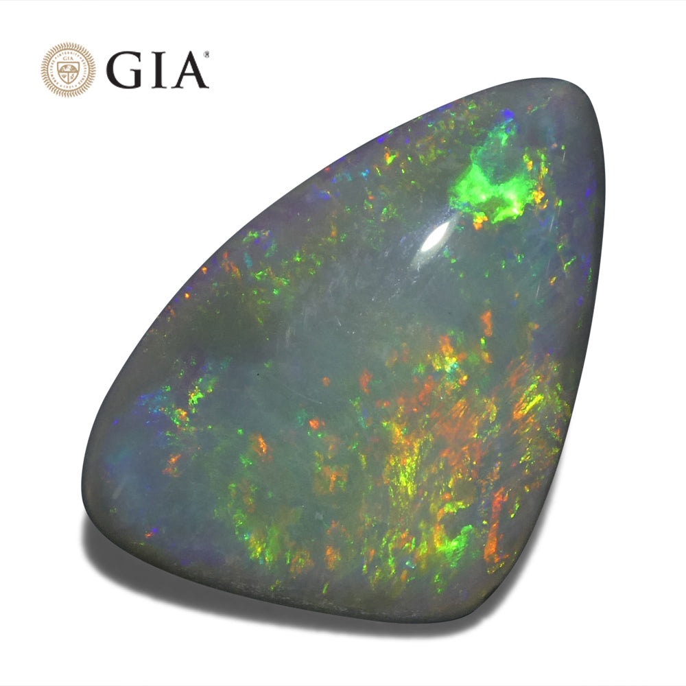6.39ct Freeform Gray Australian Opal with Play of Colour, GIA Certified Natural Gemstone by SkyJems