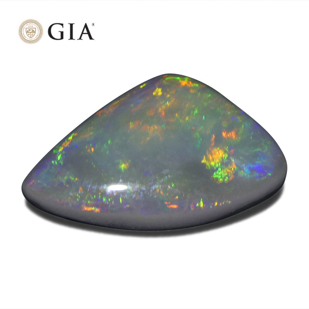 6.39ct Freeform Gray Australian Opal with Play of Colour, GIA Certified Natural Gemstone by SkyJems