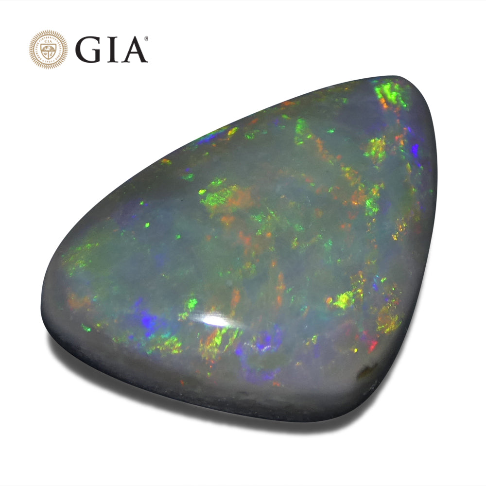 6.39ct Freeform Gray Australian Opal with Play of Colour, GIA Certified Natural Gemstone by SkyJems