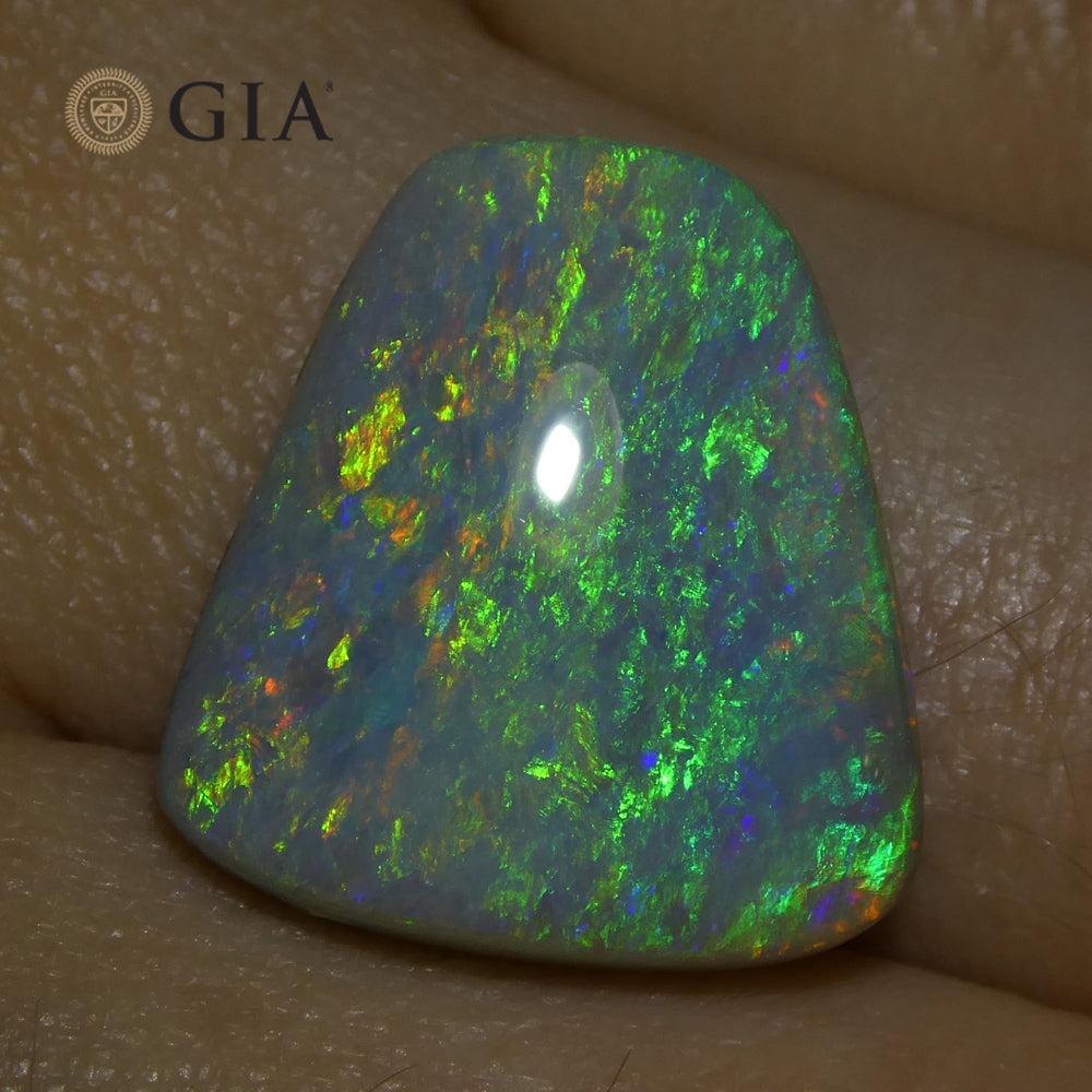 8.01ct Freeform Gray Australian Opal with Play of Colour, GIA Certified Natural Gemstone by SkyJems