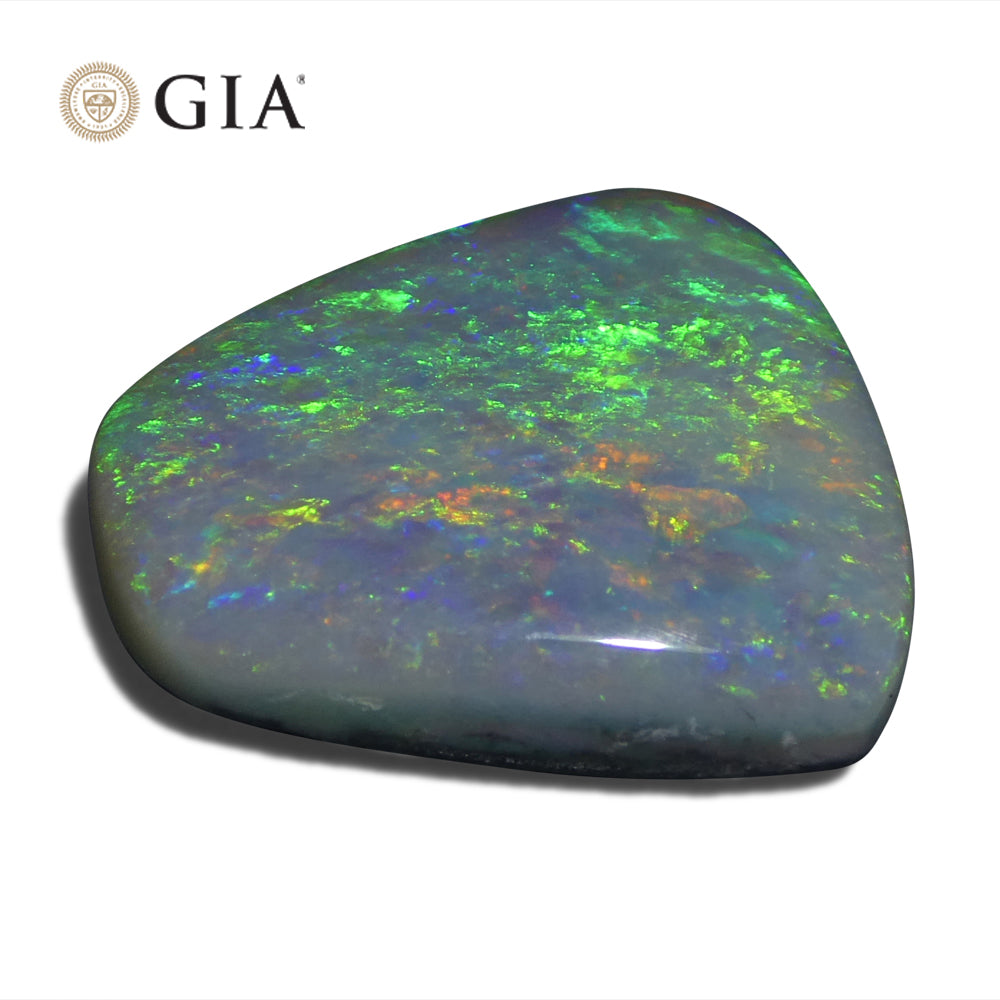 8.01ct Freeform Gray Australian Opal with Play of Colour, GIA Certified Natural Gemstone by SkyJems
