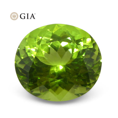 10.47ct Oval Yellowish Green Peridot GIA Certified - Skyjems Wholesale Gemstones