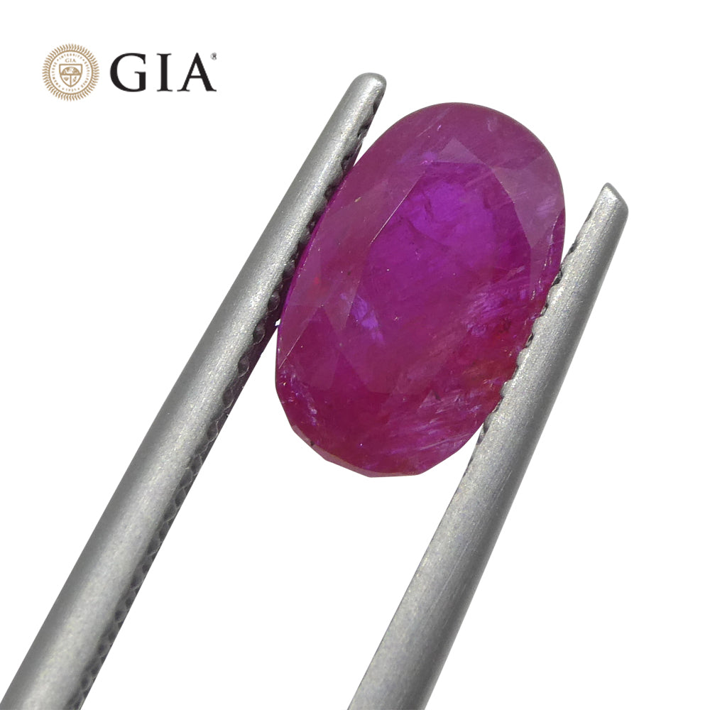 2.38ct Oval Purplish Red Ruby GIA Certified Tajikistan Unheated - Skyjems Wholesale Gemstones