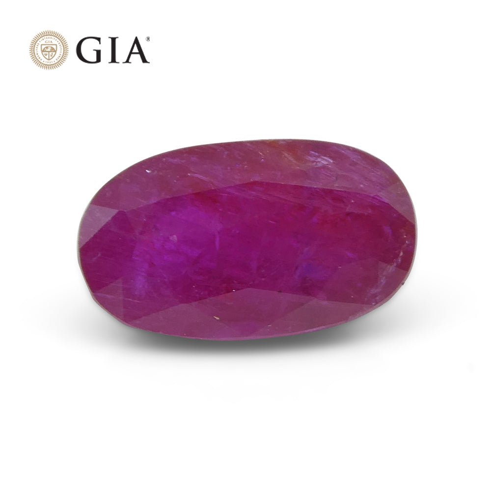 2.38ct Oval Purplish Red Ruby GIA Certified Tajikistan Unheated - Skyjems Wholesale Gemstones