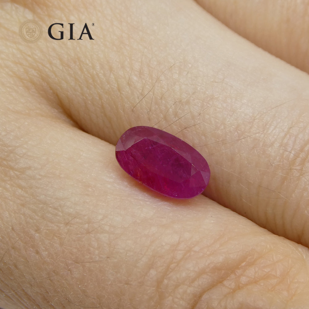 2.38ct Oval Purplish Red Ruby GIA Certified Tajikistan Unheated - Skyjems Wholesale Gemstones