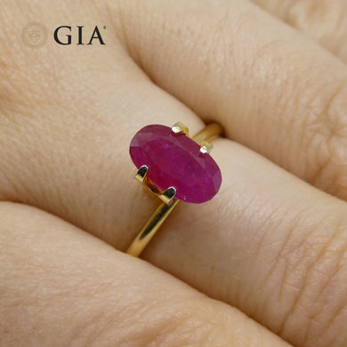 2.38ct Oval Purplish Red Ruby GIA Certified Tajikistan Unheated - Skyjems Wholesale Gemstones