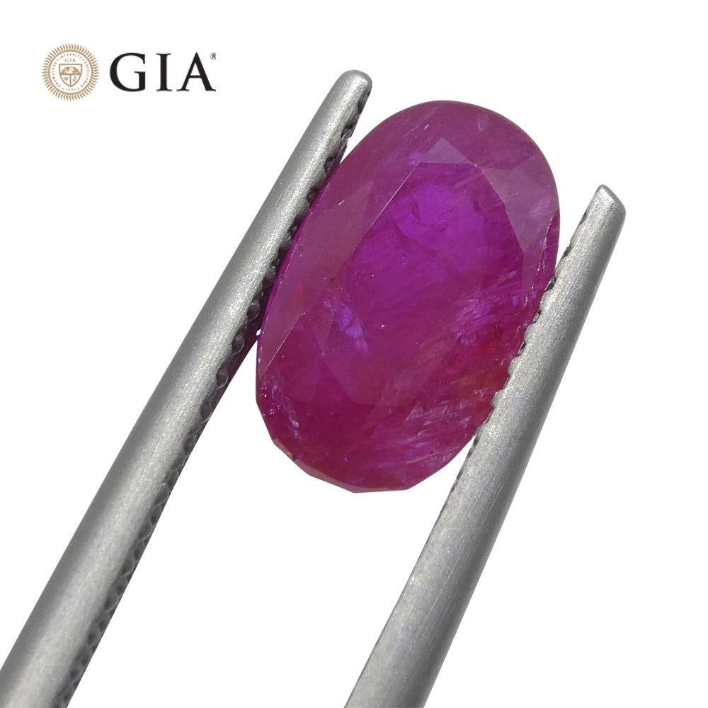 2.38ct Oval Purplish Red Ruby GIA Certified Tajikistan Unheated - Skyjems Wholesale Gemstones