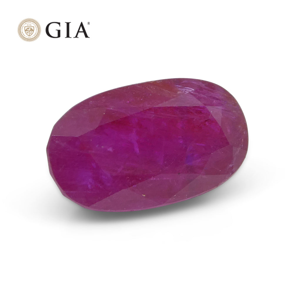 2.38ct Oval Purplish Red Ruby GIA Certified Tajikistan Unheated - Skyjems Wholesale Gemstones