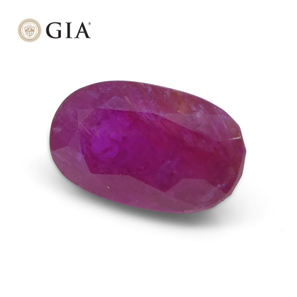 2.38ct Oval Purplish Red Ruby GIA Certified Tajikistan Unheated - Skyjems Wholesale Gemstones