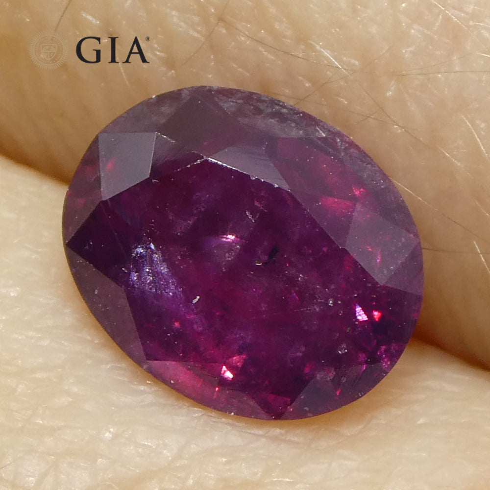 1.83ct Oval Purple-Red Ruby GIA Certified  Pakistan / Kashmir, Unheated - Skyjems Wholesale Gemstones