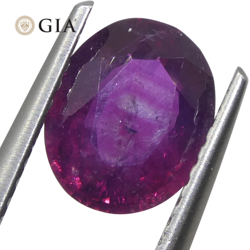 1.83ct Oval Purple-Red Ruby GIA Certified  Pakistan / Kashmir, Unheated - Skyjems Wholesale Gemstones