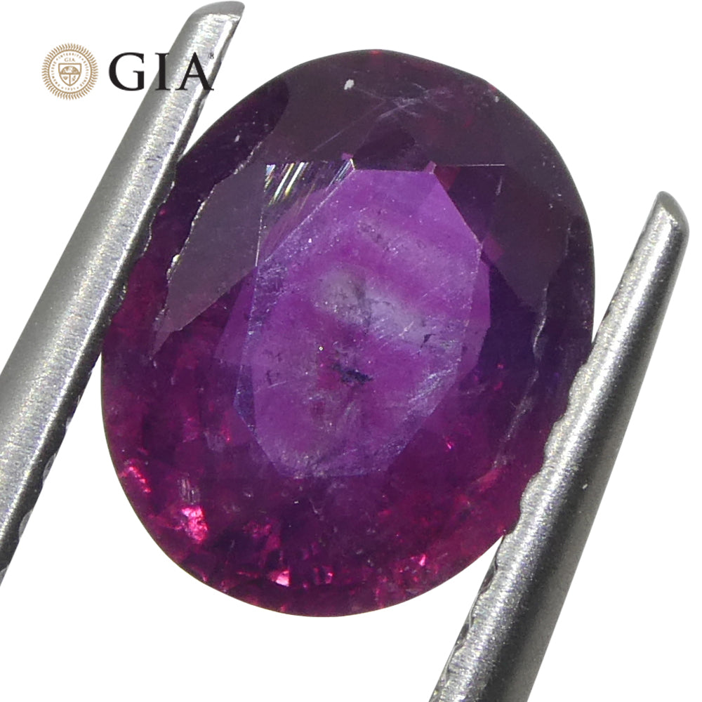 1.83ct Oval Purple-Red Ruby GIA Certified  Pakistan / Kashmir, Unheated - Skyjems Wholesale Gemstones