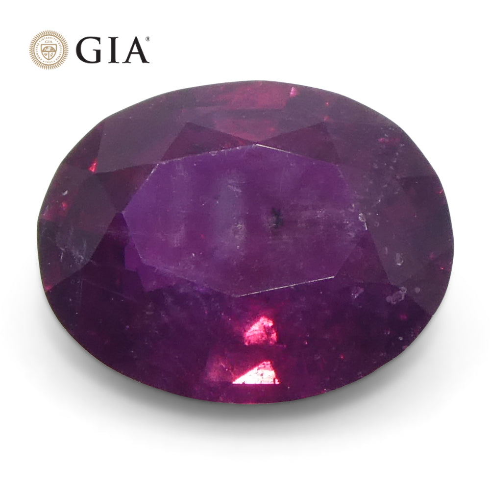 1.83ct Oval Purple-Red Ruby GIA Certified  Pakistan / Kashmir, Unheated - Skyjems Wholesale Gemstones