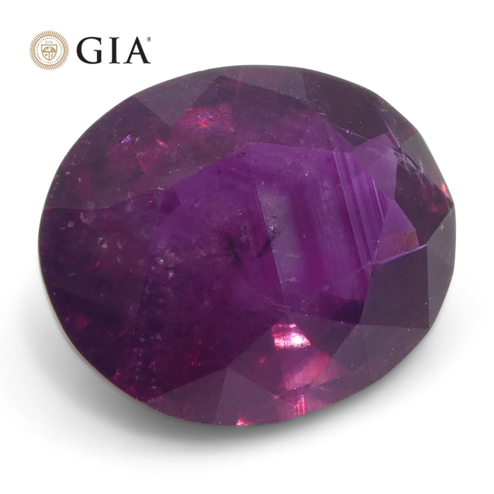 1.83ct Oval Purple-Red Ruby GIA Certified  Pakistan / Kashmir, Unheated - Skyjems Wholesale Gemstones