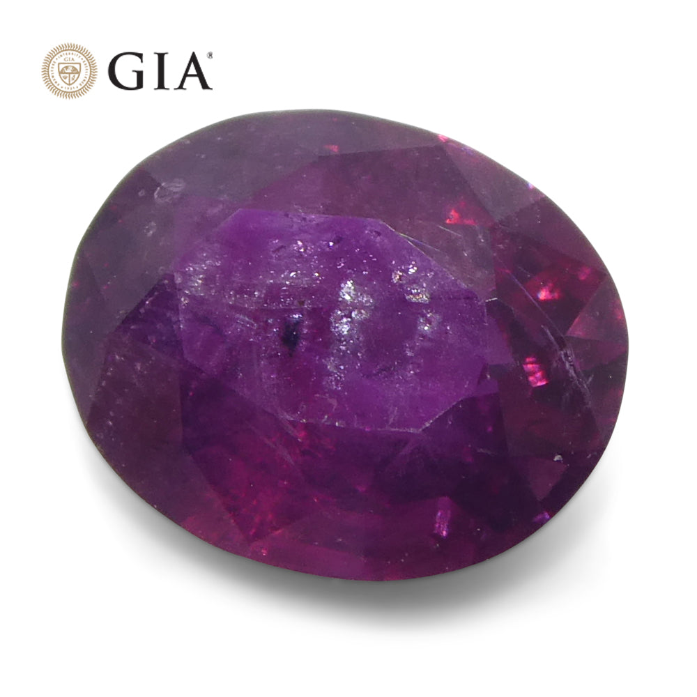 1.83ct Oval Purple-Red Ruby GIA Certified  Pakistan / Kashmir, Unheated - Skyjems Wholesale Gemstones