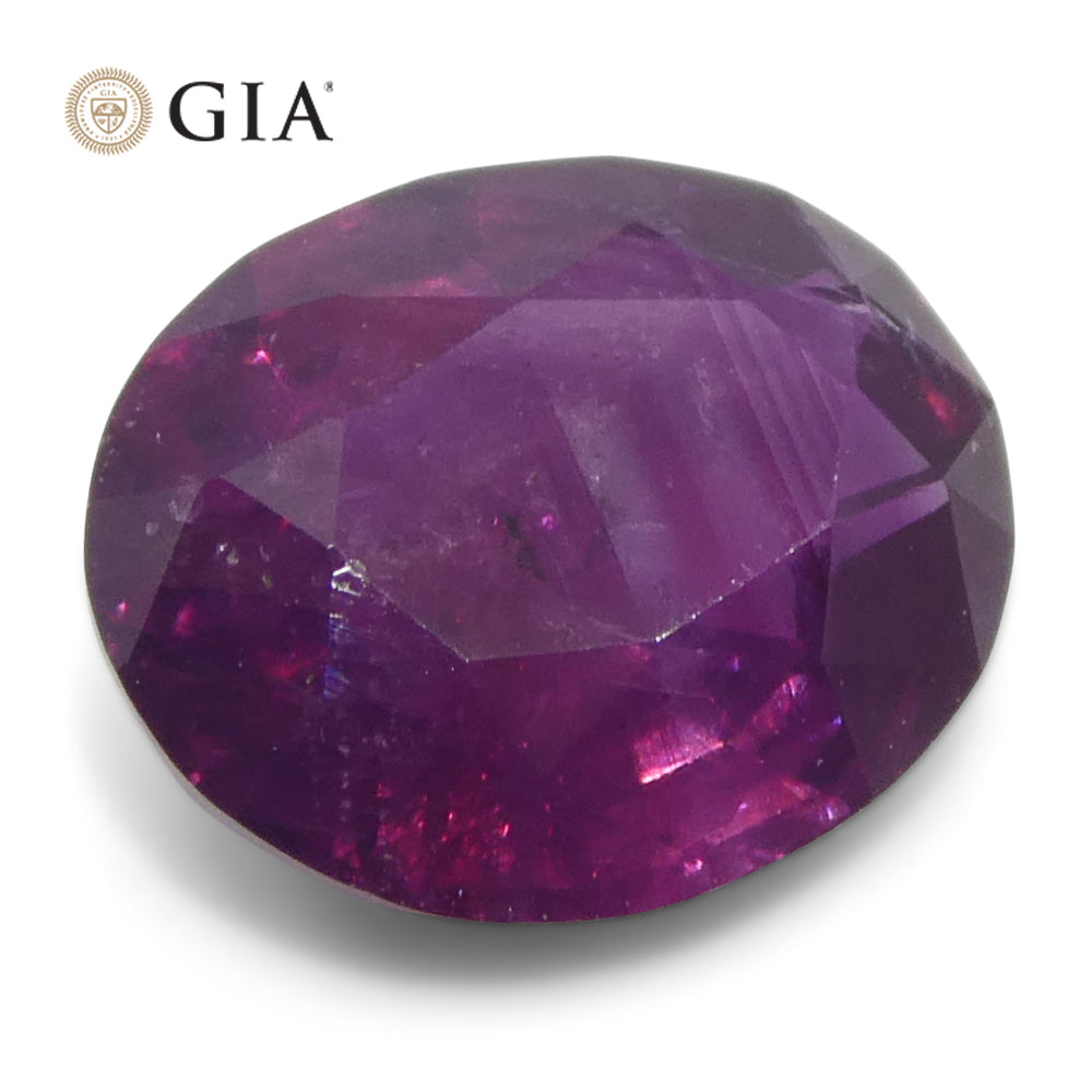 1.83ct Oval Purple-Red Ruby GIA Certified  Pakistan / Kashmir, Unheated - Skyjems Wholesale Gemstones