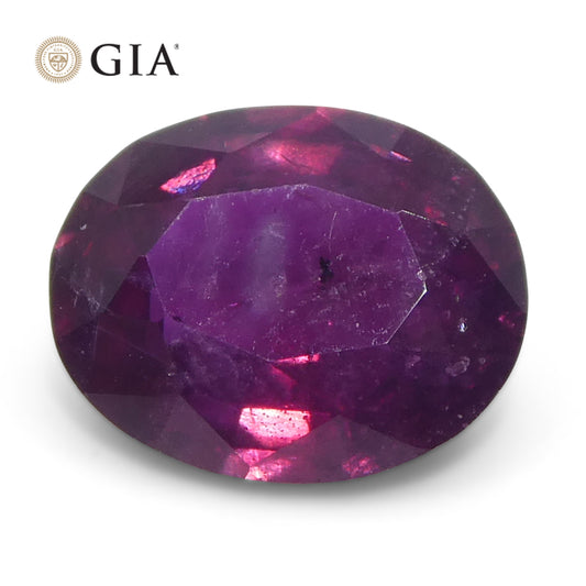 1.83ct Oval Purple-Red Ruby GIA Certified  Pakistan / Kashmir, Unheated - Skyjems Wholesale Gemstones