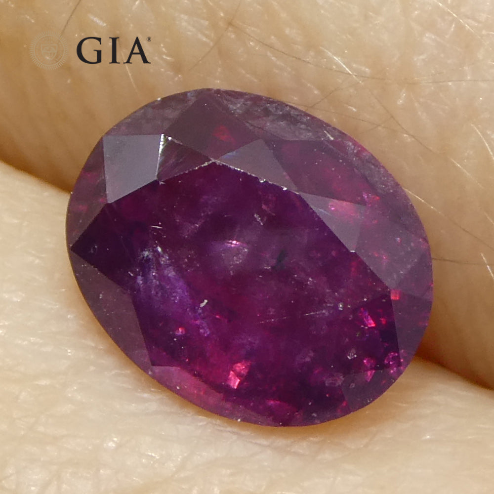 1.83ct Oval Purple-Red Ruby GIA Certified  Pakistan / Kashmir, Unheated - Skyjems Wholesale Gemstones